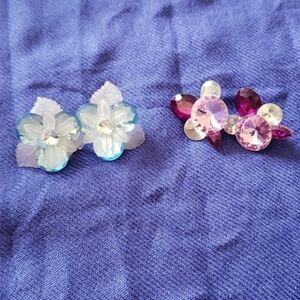 Floral and Geometric Cluster Acrylic Earrings